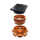 315mm Level Invert Chamber Base with 6 x 110mm Inlets Inclusive of 4 blanking Plugs DFPTE701  + 1 Riser DFPTE702 + 1 Square Cover & Round Base DFPTE703